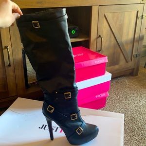 Knee high zip up boots